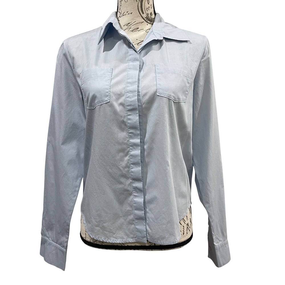 Armani Exchange Womens Shirt M Light Blue Button Down Office Minimalist Preppy